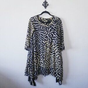 Issa London 100% Silk Dress Size 4 Kaftan Loose Flowy Jaguar Geometric EUC